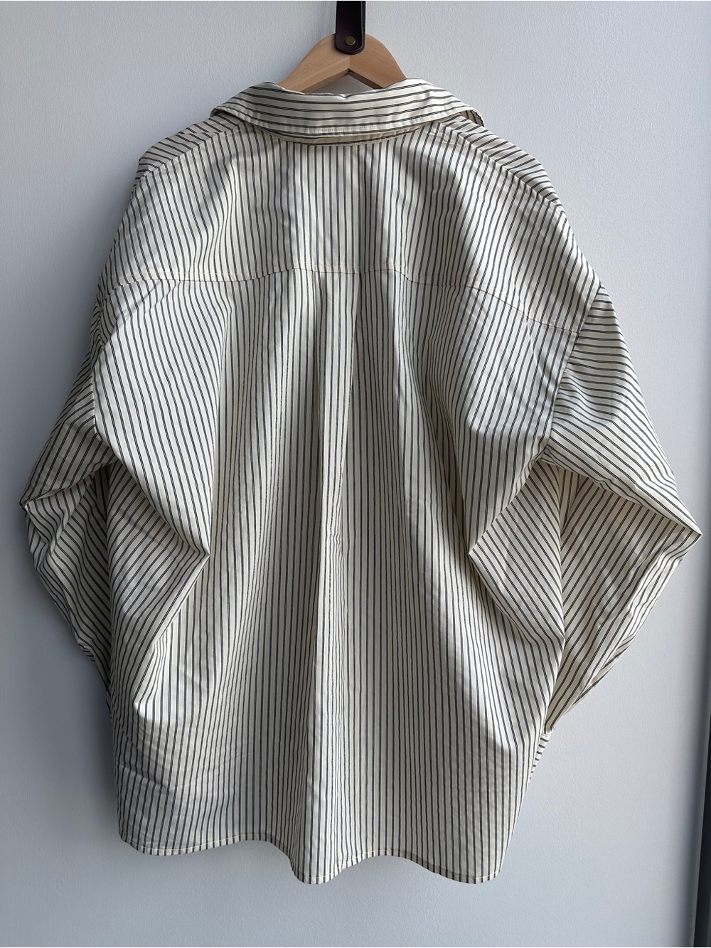 DISSH Palma Cream Oversized Button-Up Shirt with Black Pinstripes - Picture 10 of 11